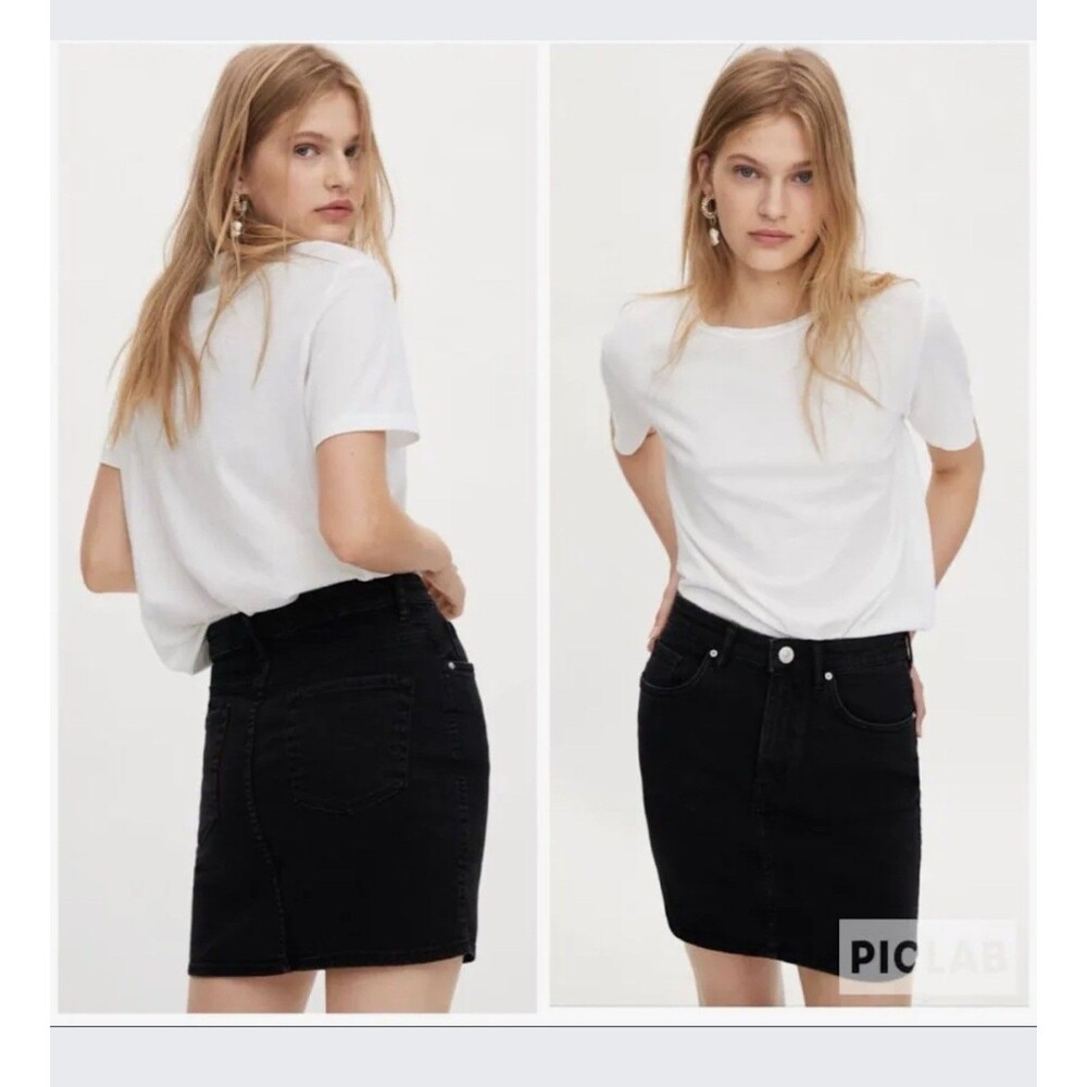 Zara Mini Black Denim Jean Shirt XS women's